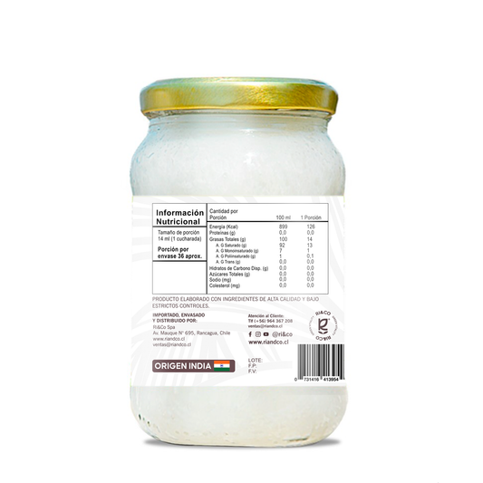 🥥 Aceite de Coco Orgánico Riandco 500 ml – Sin Olor, Sin Sabor