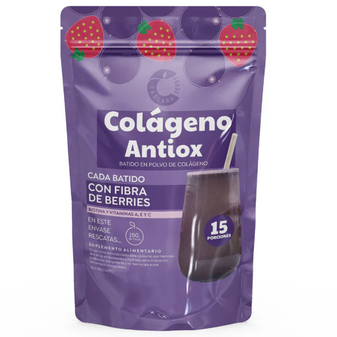 🌸 Colágeno Hidrolizado Cascara Foods Antiox Sabor Berries (150 g / 15 servicios)