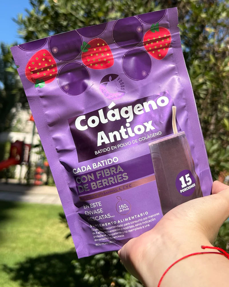 🌸 Colágeno Hidrolizado Cascara Foods Antiox Sabor Berries (150 g / 15 servicios)