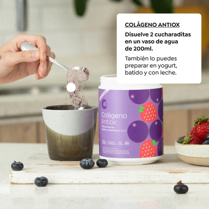 🌸 Colágeno Hidrolizado Cascara Foods Antiox Sabor Berries (150 g / 15 servicios)