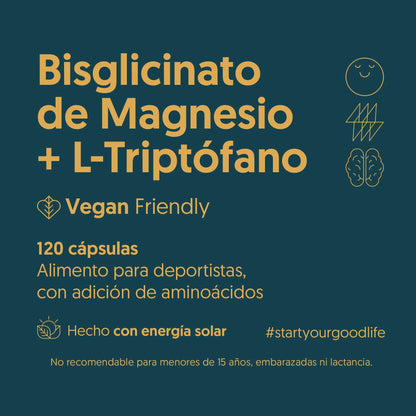 Bisglicinato de Magnesio + L-triptofano Biostream (120 capsulas - 200mg L-Triptofano - 200mg Bisglicinato de magnesio)