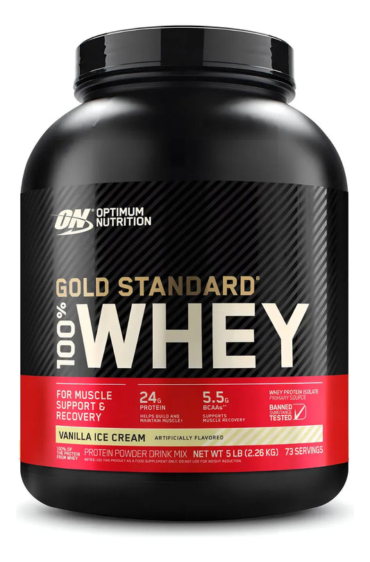 💪 Proteina Gold Standard 100% Whey – Sabor Vainilla Ice Cream (5 lbs / 73 servicios)