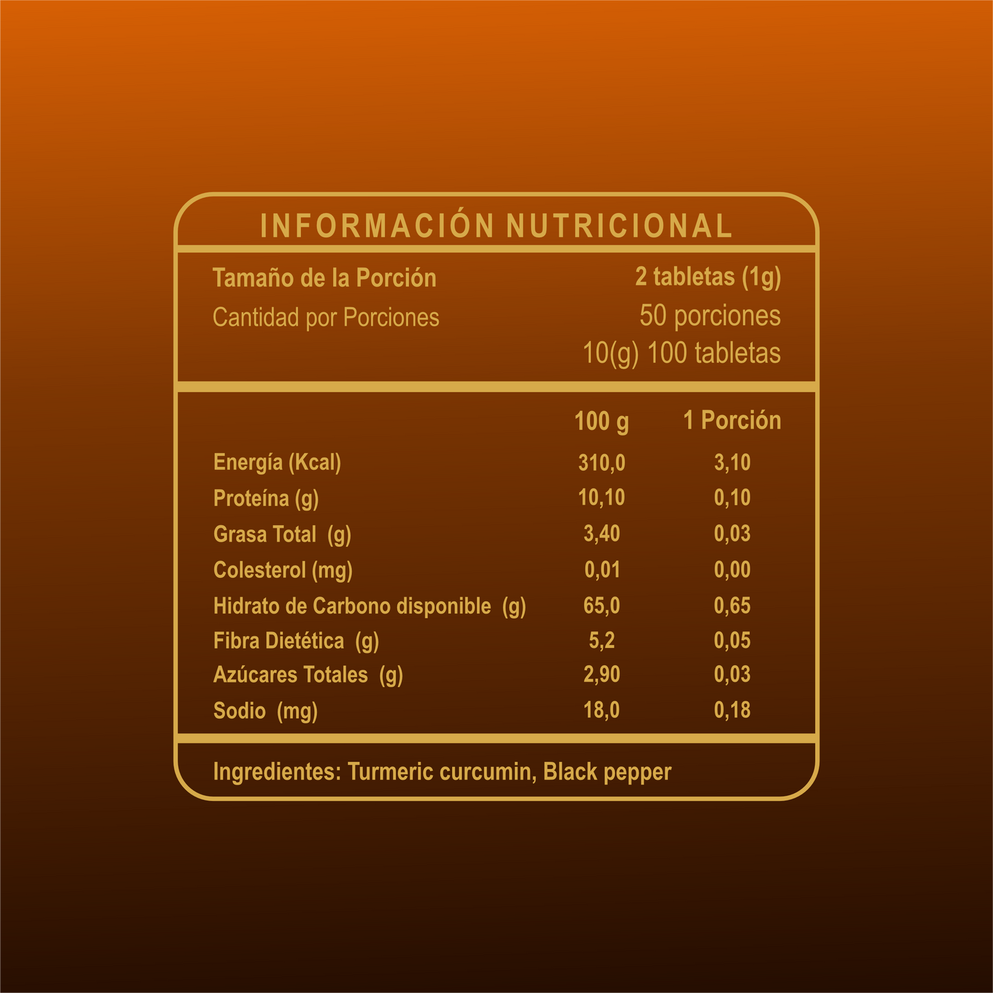 Curcuma y Pimienta Negra en Tableta Riandco (100 Tabl x 500mg)